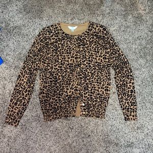 leopard print button down top